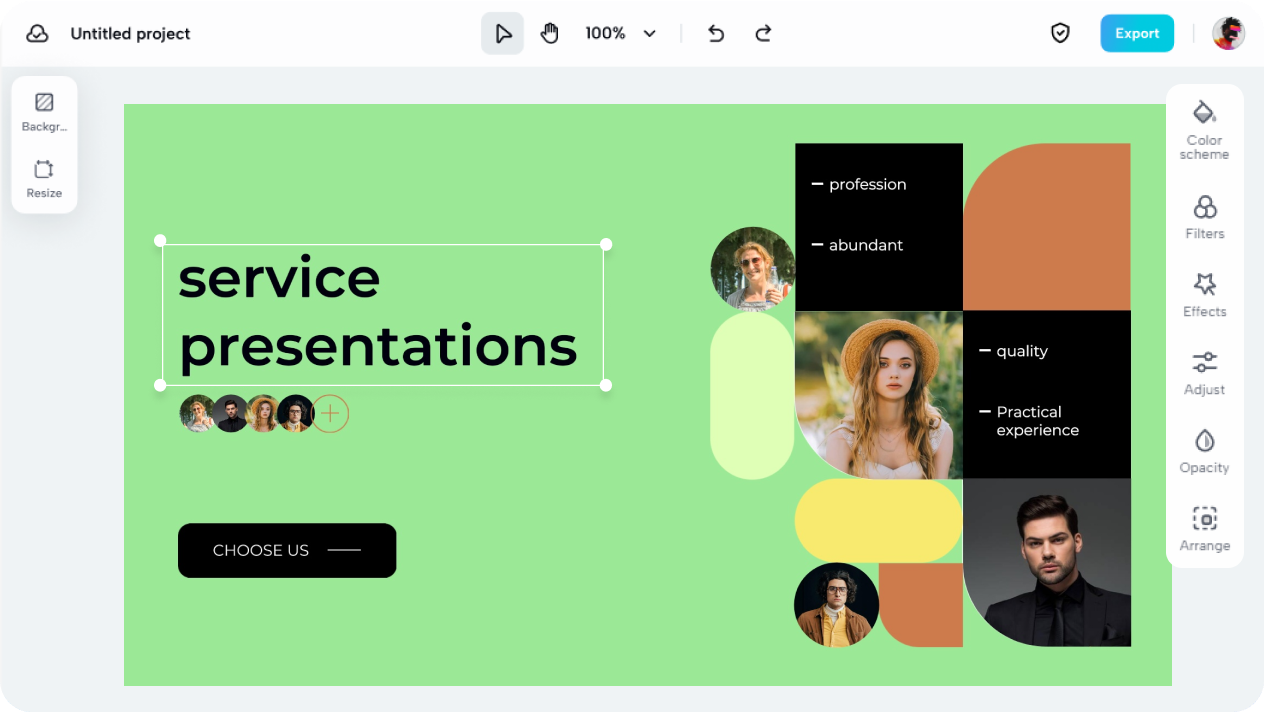 Create service presentations